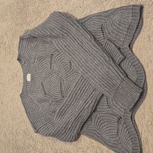 Gray scalloped sweater